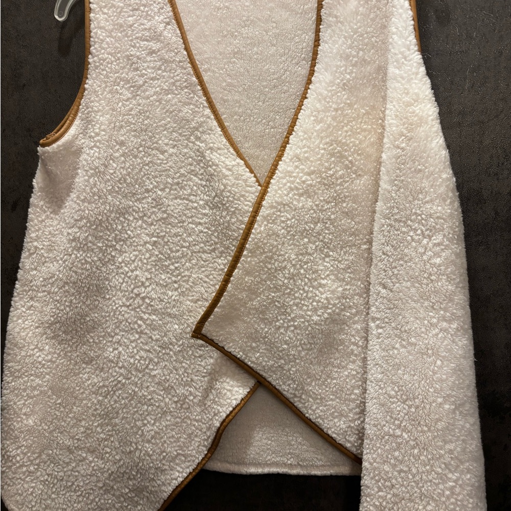 Cream and Brown Wrap Vest